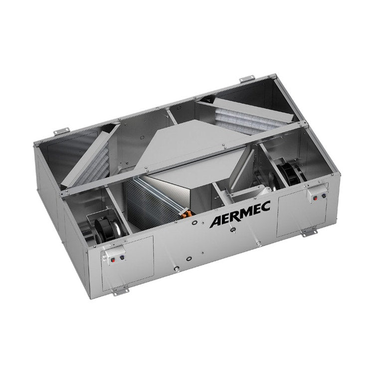 Aermec Wärmerückgewinnungseinheit mit Gegenstromfluss, hoher nutzbarer statischer Druck, mit Wasser-Heizregister und Inverter-Motor RPLI070PW