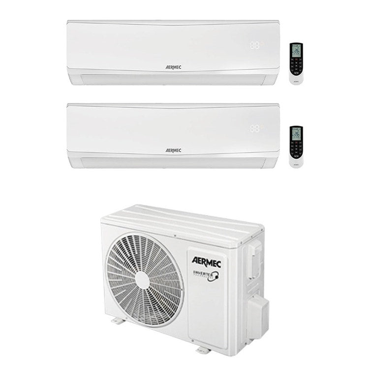 Aermec 2-fach-Split-Klimagerät SPG, Wandgerät, Inverter – Außengerät R32 5,3 kW, Innengeräte 9000+12000 BTU MPG520+SPG[250|350]W