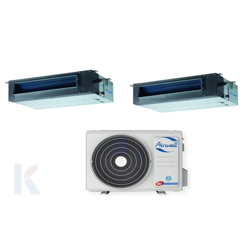 Solarics Airwell Klimaanlage Multisplit-Set (2x1) – Luftschacht – Kanal – 12000 + 12000 BTU – Ext. Zdaa-2050 – Multisplit-Set