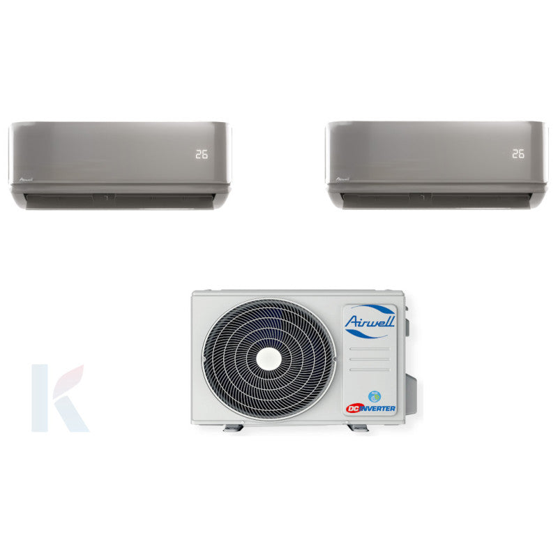 Solarics Airwell Hdmb Harmonia Grey - 18000 + 18000 BTU - Ext. Zdaa-4090 – Multisplit-Set-Klimaanlage (2x1)