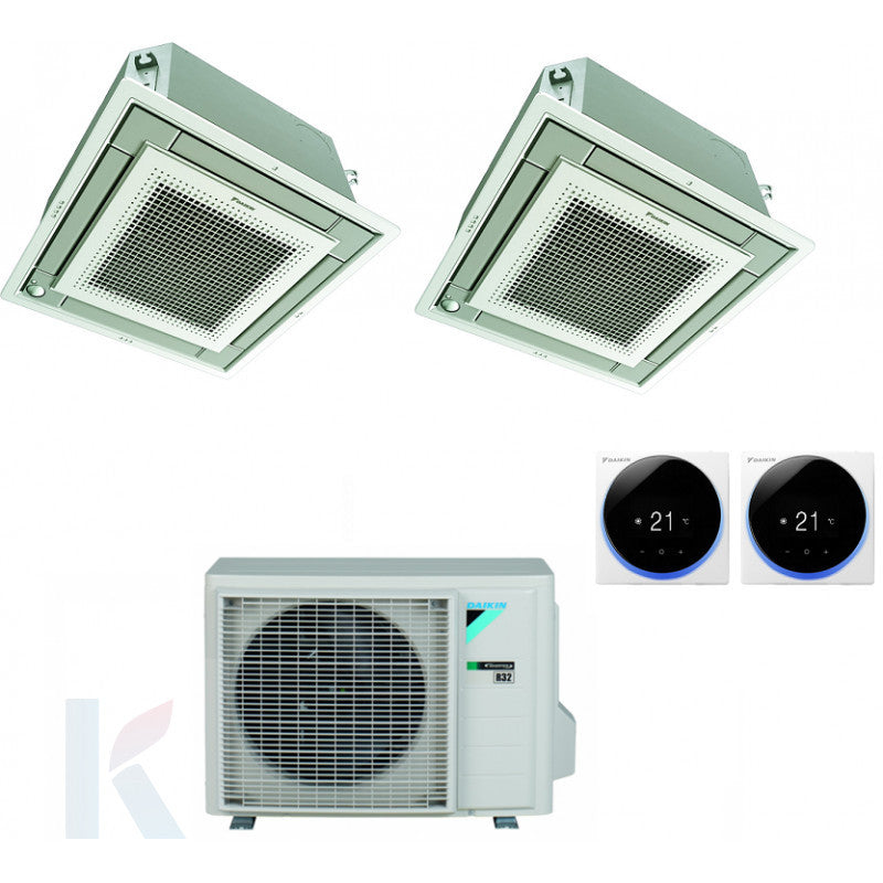 Solarics Daikin flache Kassette - 12000 + 18000 BTU - ext. 2MXM50A – Klimaanlage Multisplit-Set (2x1)
