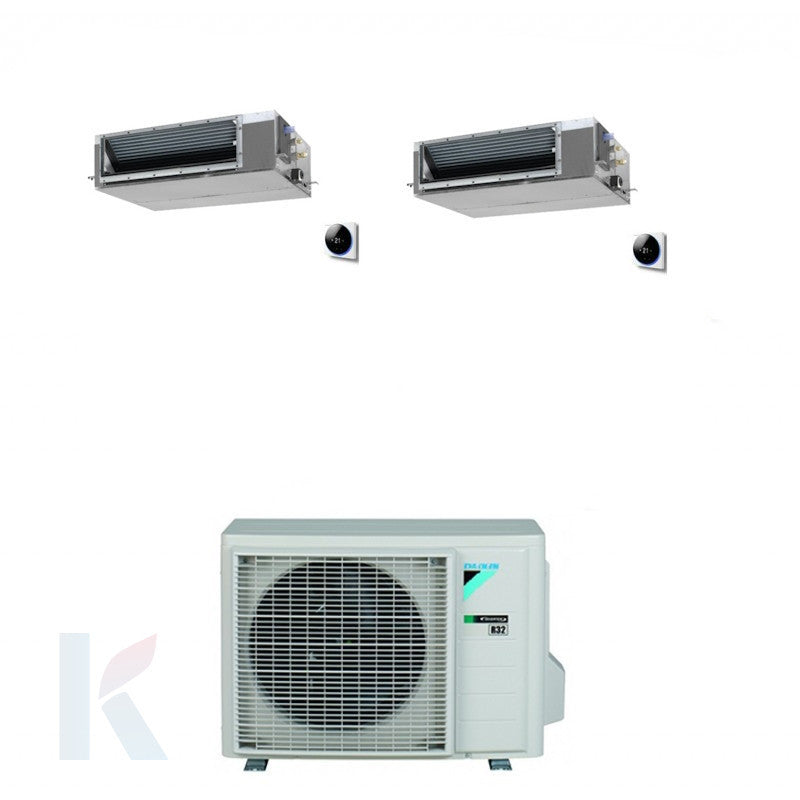 Solarics Daikin Mitteldruckkanal - 12000 + 18000 BTU - Ext. 2MXM50A – Multisplit-Set-Klimaanlage (2x1)