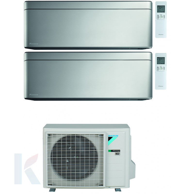 Solarics Daikin Stylish Silver - 18000 + 18000 BTU - Ext. 3MXM68A9 – Multisplit Set Klimagerät (2x1)