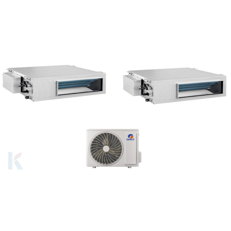 Solarics Gree Duct - 9000 + 12000 BTU - Ext. FM 14 – Multisplit Set Klimagerät (2x1)