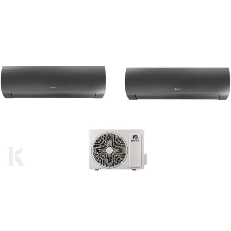 Solarics Gree Fair Black - 12000 + 18000 BTU - Ext. FM 21 – Multisplit Set Klimagerät (2x1)