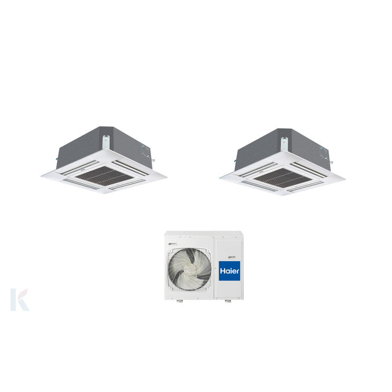 Solarics Haier 4-way Cassette - 9000 + 9000 BTU - Ext. 2U40S2SM1FA – Klimaanlage Multisplit Set (2x1)