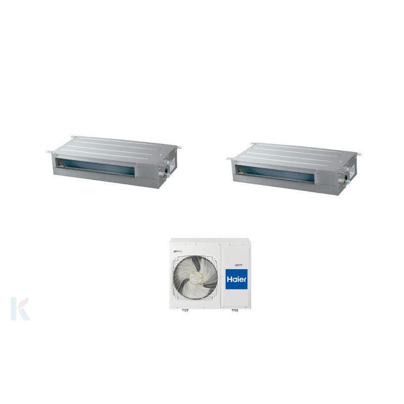 Solarics Haier Low Duct - 9000 + 12000 BTU - Ext. 2U40S2SM1FA – Multisplit Set Klimagerät (2x1)