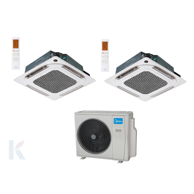 Solarics Midea Compact Cassette - 12000 + 18000 BTU - Ext. M3OA-27HFN8-Q – Multisplit Set Klimagerät (2x1)