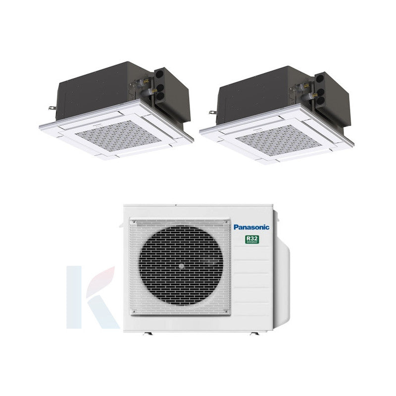 Solarics Panasonic 4-way Cassette - 9000 + 9000 BTU - Ext. CU-2Z41TBE – Multisplit Set Klimagerät (2x1)