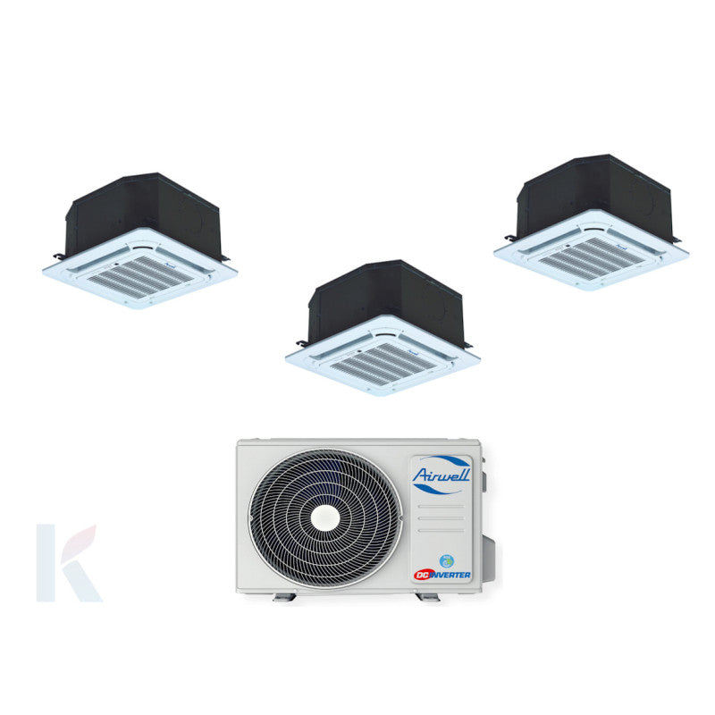 Solarics Airwell Kassette - 12000 + 12000 + 18000 BTU - Ext. Zdaa-4090 – Klimaanlage Multisplit-Set (3x1)
