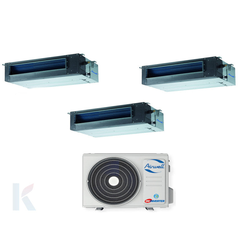 Solarics Airwell Klimaanlage Multisplit-Set (3x1) – Luftschacht – Kanal – 12000 + 18000 + 18000 BTU – Ext. Zdaa-4090 – Multisplit-Set
