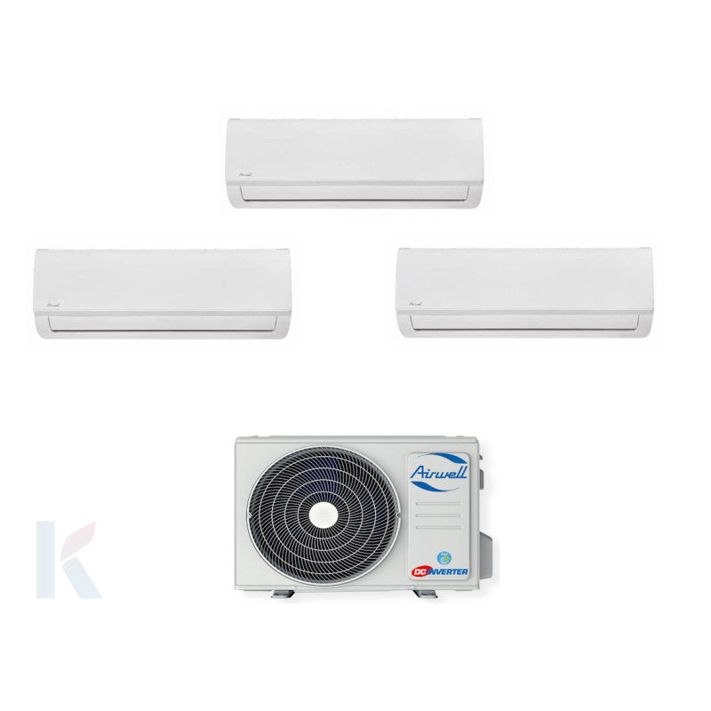 Solarics Airwell Hdla Aura - 12000 + 18000 + 18000 BTU - Ext. Zdaa-4090 – Multisplit-Set-Klimaanlage (3x1)