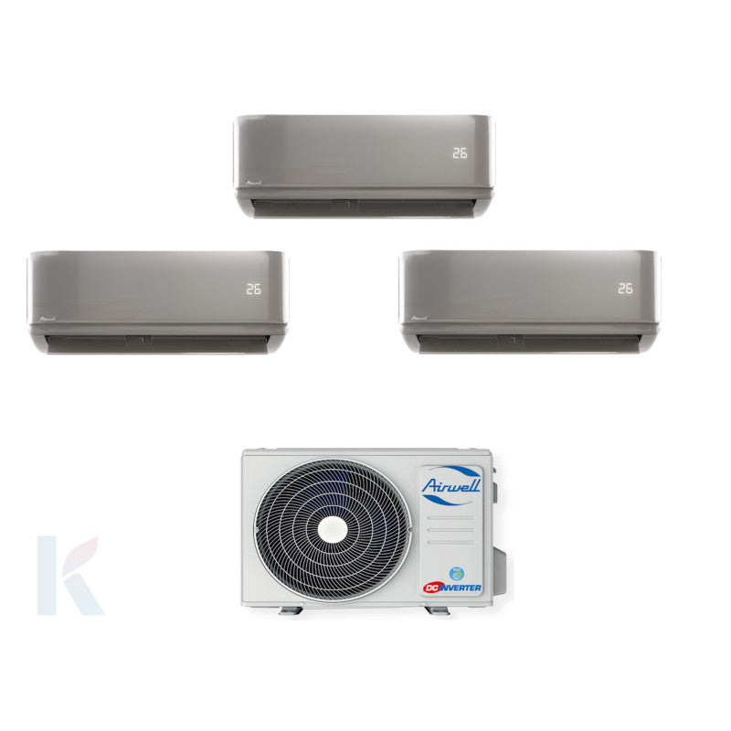 Solarics Airwell Hdmb Harmonia Grey - 9000 + 9000 + 12000 BTU - Ext. Zdaa-3080 – Multisplit-Set-Klimaanlage (3x1)