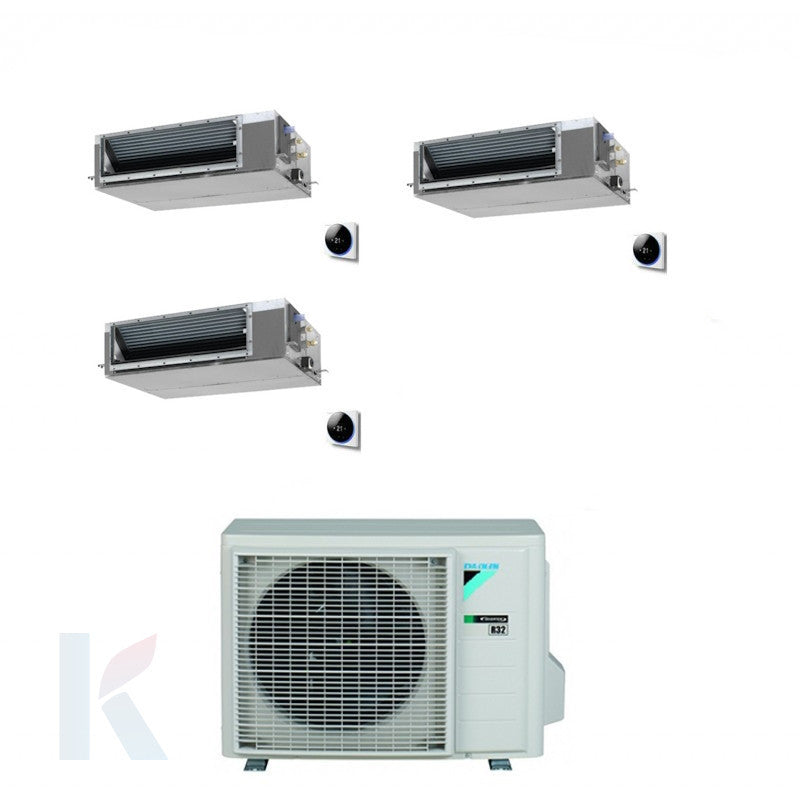 Solarics Daikin Mitteldruckkanal - 12000 + 18000 + 18000 BTU - Ext. 4MXM80A9 – Multisplit-Set-Klimaanlage (3x1)
