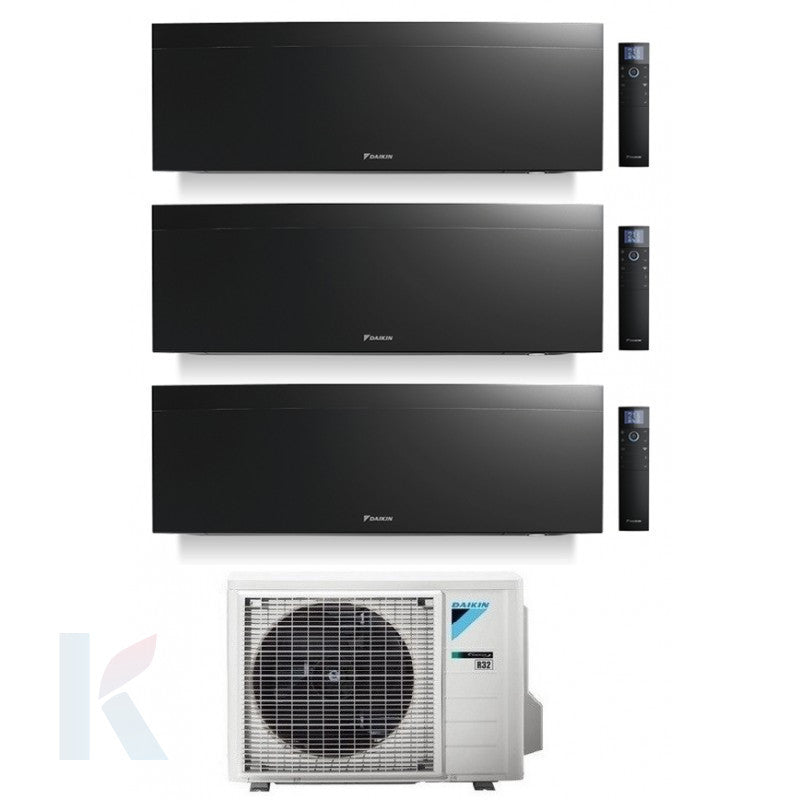 Solarics Daikin Emura Black - 9000 + 9000 + 18000 BTU - Ext. 3MXM68A9 – Multisplit-Set-Klimaanlage (3x1)
