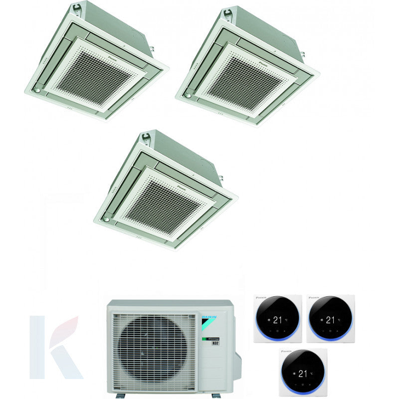 Solarics Daikin Flat Cassette - 9000 + 12000 + 12000 BTU - Ext. 3MXM68A9 – Klimaanlage Multisplit Set (3x1)