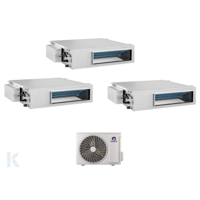 Solarics Gree Duct - 9000 + 9000 + 18000 BTU - Ext. FM 24 – Multisplit Set Klimagerät (3x1)