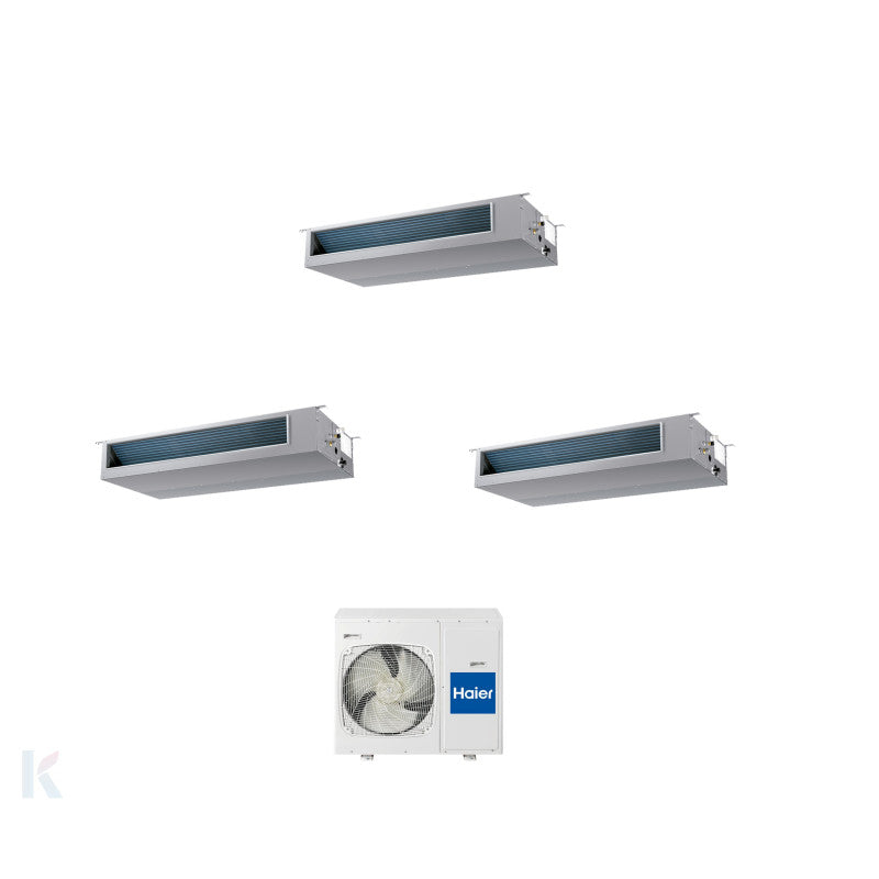 Solarics Haier Medium Duct - 12000 + 12000 + 12000 BTU - Ext. 4U75S2SR5FA – Multisplit Set Klimagerät (3x1)