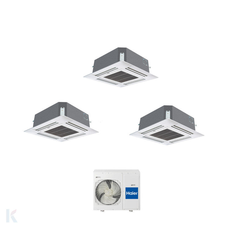 Solarics Haier 4-way Cassette - 9000 + 12000 + 12000 BTU - Ext. 3U70S2SR5FA – Klimaanlage Multisplit Set (3x1)