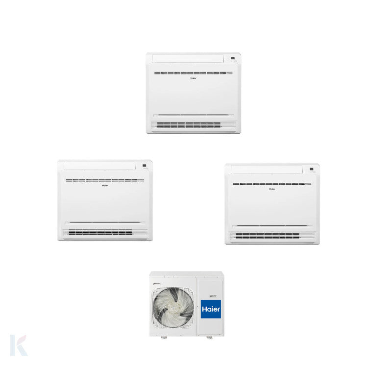 Solarics Haier Standgerät Console - 9000 + 9000 + 12000 BTU - Ext. 3U55S2SR5FA – Multisplit Set Klimagerät (3x1)