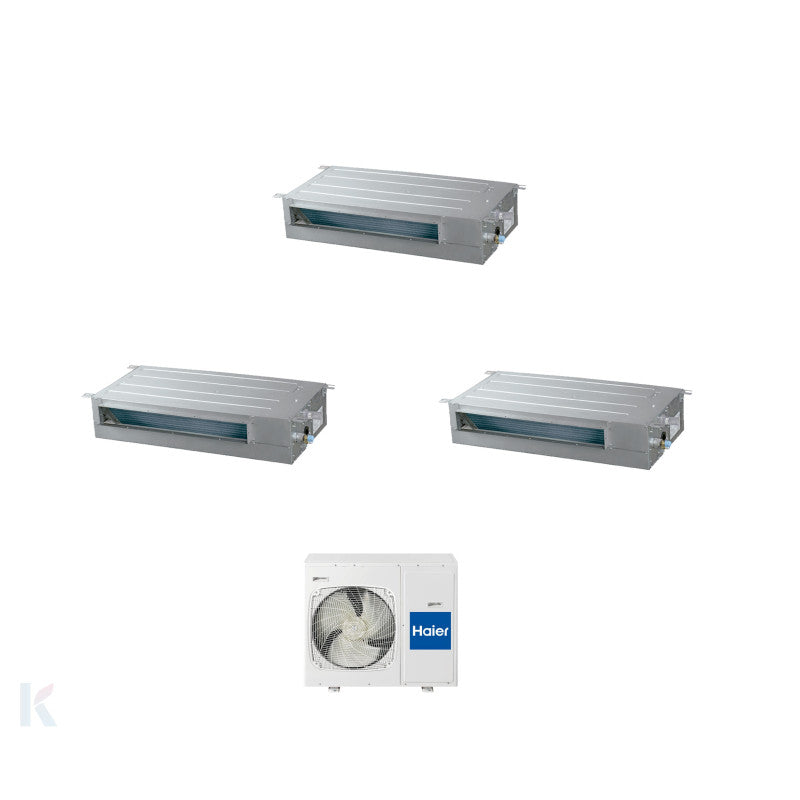 Solarics Haier Low Duct - 12000 + 18000 + 18000 BTU - Ext. 4U85S2SR5FA – Multisplit Set Klimagerät (3x1)