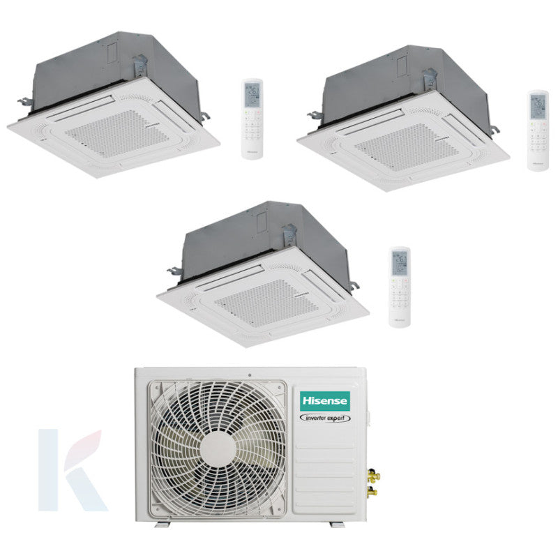 Solarics Hisense Cassette - 9000 + 9000 + 18000 BTU - Ext. 3AMW72U4RJC – Klimaanlage Multisplit Set (3x1)