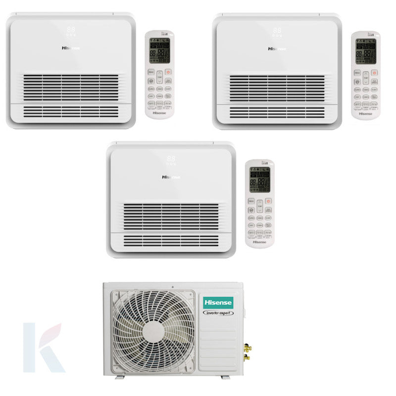 Solarics Hisense Console - 12000 + 12000 + 12000 BTU - Ext. 3AMW72U4RJC – Klimaanlage Multisplit Set (3x1)