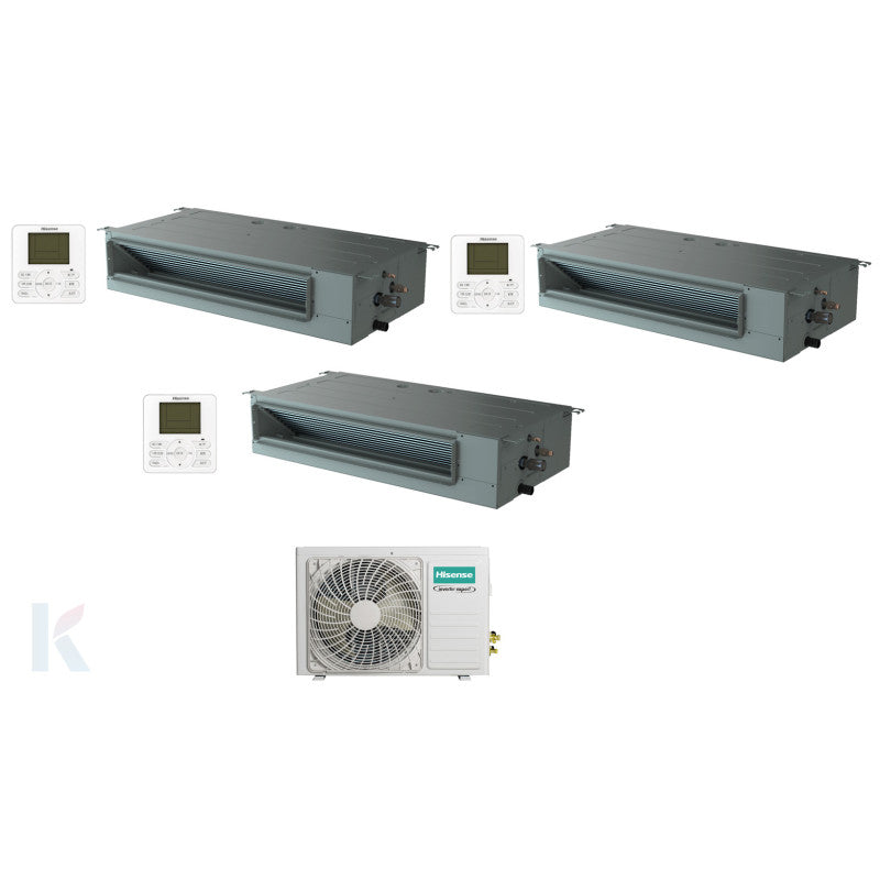 Solarics Hisense Duct - 9000 + 12000 + 12000 BTU - Ext. 3AMW72U4RJC – Klimaanlage Multisplit Set (3x1)