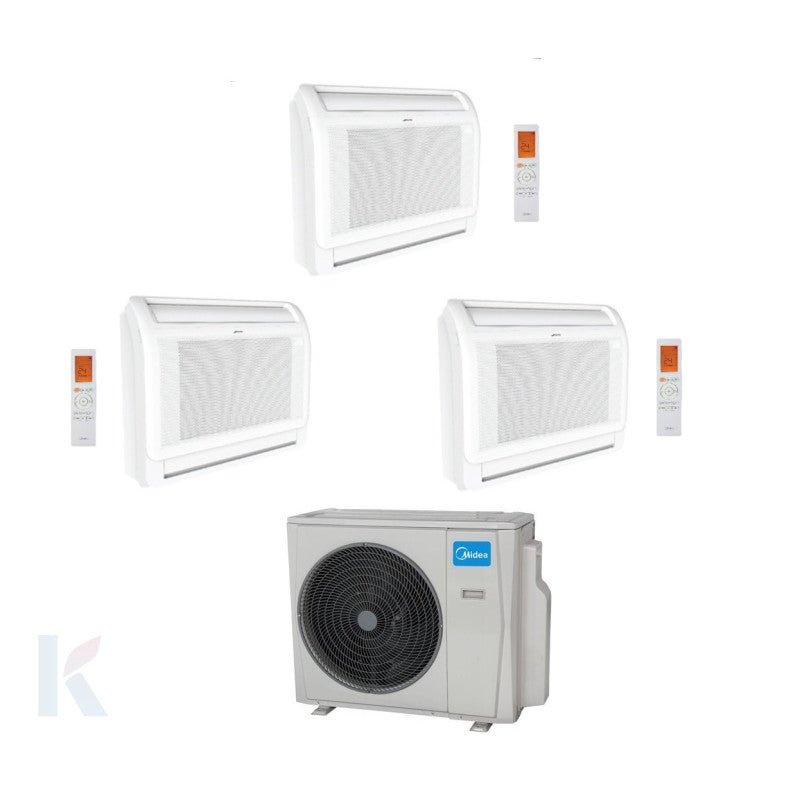 Solarics Midea Standgerät Console - 12000 + 12000 + 12000 BTU - Ext. M3OA-27HFN8-Q – Multisplit Set Klimagerät (3x1)
