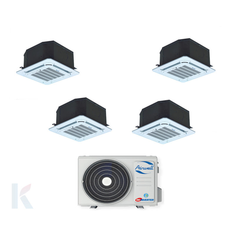 Solarics Airwell Kassette - 12000 + 12000 + 12000 + 12000 BTU - Ext. Zdaa-4090 – Klimaanlage Multisplit-Set (4x1)