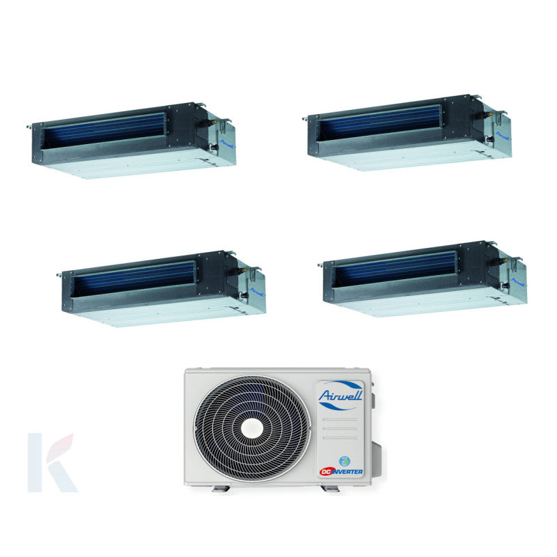 Solarics Airwell Klimaanlage Multisplit-Set (4x1) – Luftschacht – Kanal – 12000 + 12000 + 18000 + 18000 BTU – Ext. Zdaa-5130 – Multisplit-Set