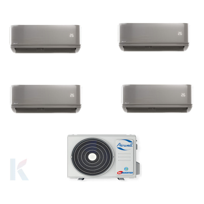 Solarics Airwell Hdmb Harmonia Grey - 9000 + 9000 + 9000 + 9000 BTU - Ext. Zdaa-4090 – Multisplit-Set-Klimaanlage (4x1)