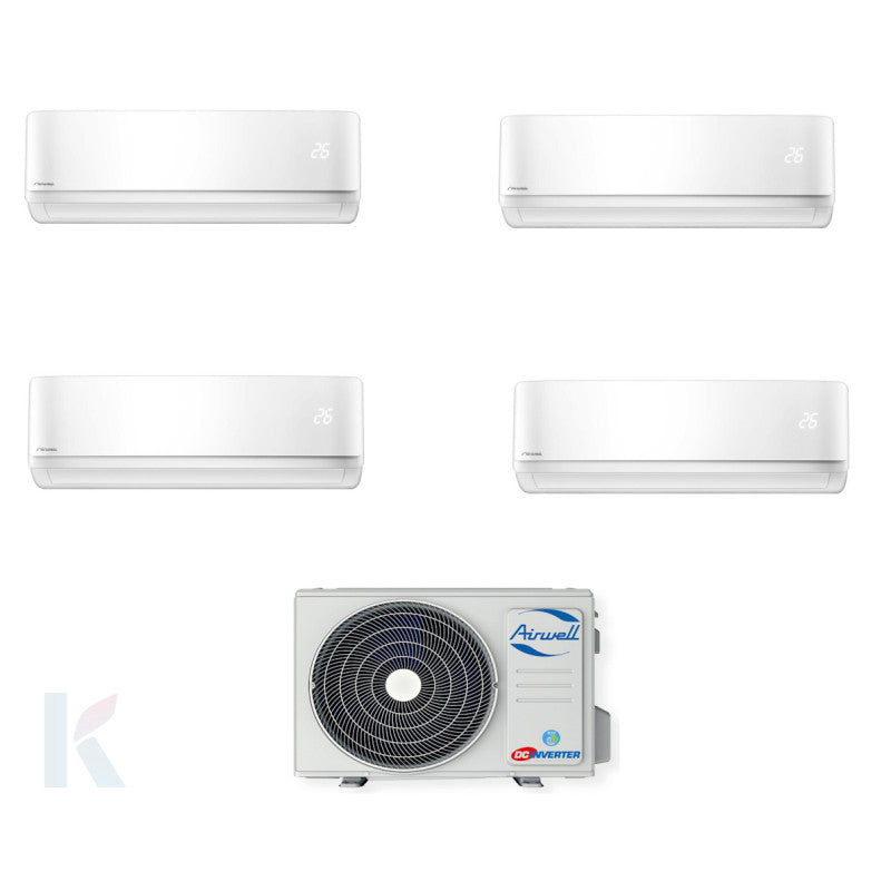 Solarics Airwell Hdmb Harmonia White - 9000 + 12000 + 12000 + 12000 BTU - Ext. Zdaa-4090 – Multisplit-Set-Klimaanlage (4x1)