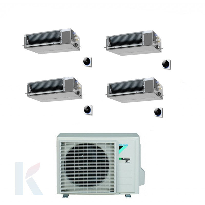 Solarics Daikin Mitteldruckkanal - 12000 + 12000 + 12000 + 12000 BTU - Ext. 4MXM80A9 – Multisplit-Set-Klimaanlage (4x1)