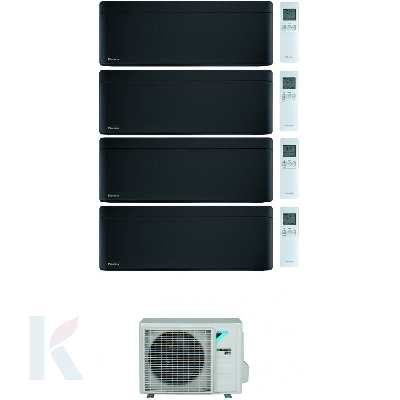 Solarics Daikin stilvolles Schwarz - 9000 + 9000 + 9000 + 9000 BTU - ext. 4MXM80A9 – Multisplit-Set-Klimaanlage (4x1)