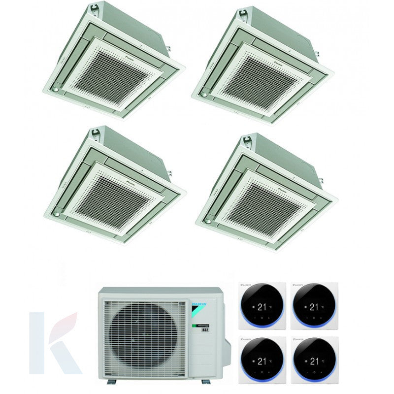Solarics Daikin flache Kassette - 12000 + 12000 + 12000 + 18000 BTU - ext. 5MXM90A9 – Klimaanlage Multisplit-Set (4x1)