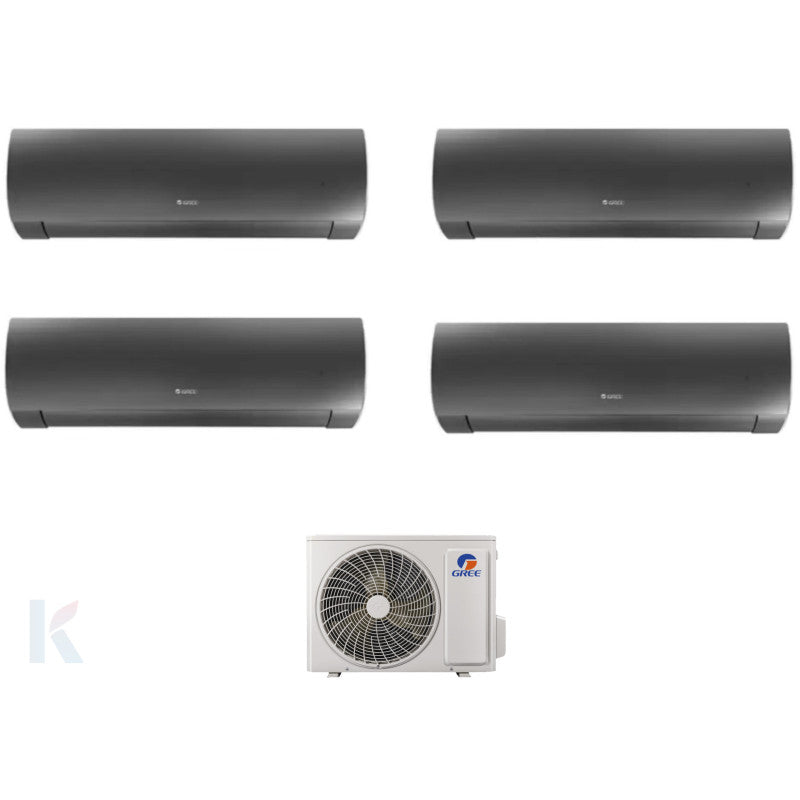 Solarics Gree Fair Black - 9000 + 9000 + 9000 + 12000 BTU - Ext. FM 28 – Multisplit Set Klimagerät (4x1)