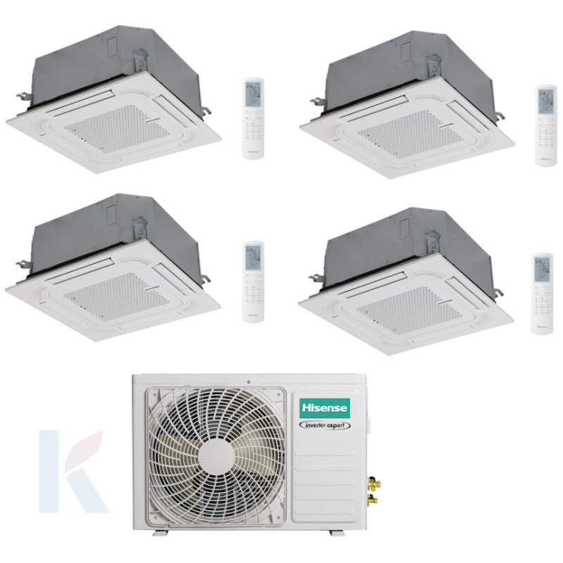 Solarics Hisense Cassette - 9000 + 9000 + 9000 + 12000 BTU - Ext. 4AMW81U4RJC – Klimaanlage Multisplit Set (4x1)