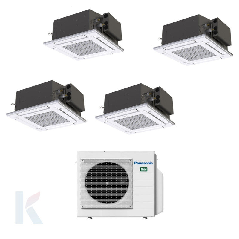 Solarics Panasonic 4-way Cassette - 9000 + 9000 + 12000 + 12000 BTU - Ext. CU-4Z80TBE – Multisplit Set Klimagerät (4x1)