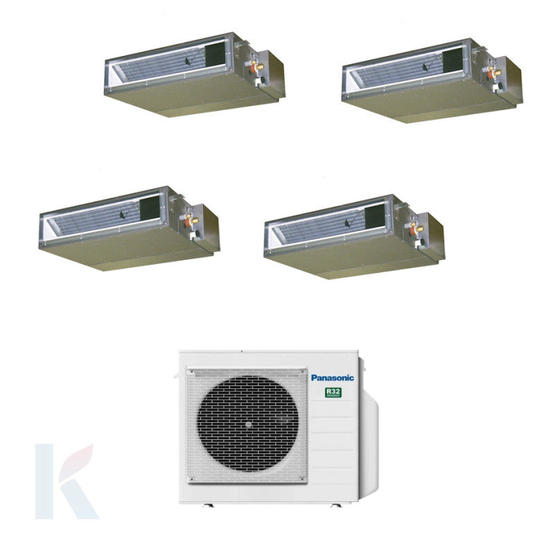 Solarics Panasonic Duct - 9000 + 9000 + 12000 + 18000 BTU - Ext. CU-4Z80TBE – Multisplit Set Klimagerät (4x1)