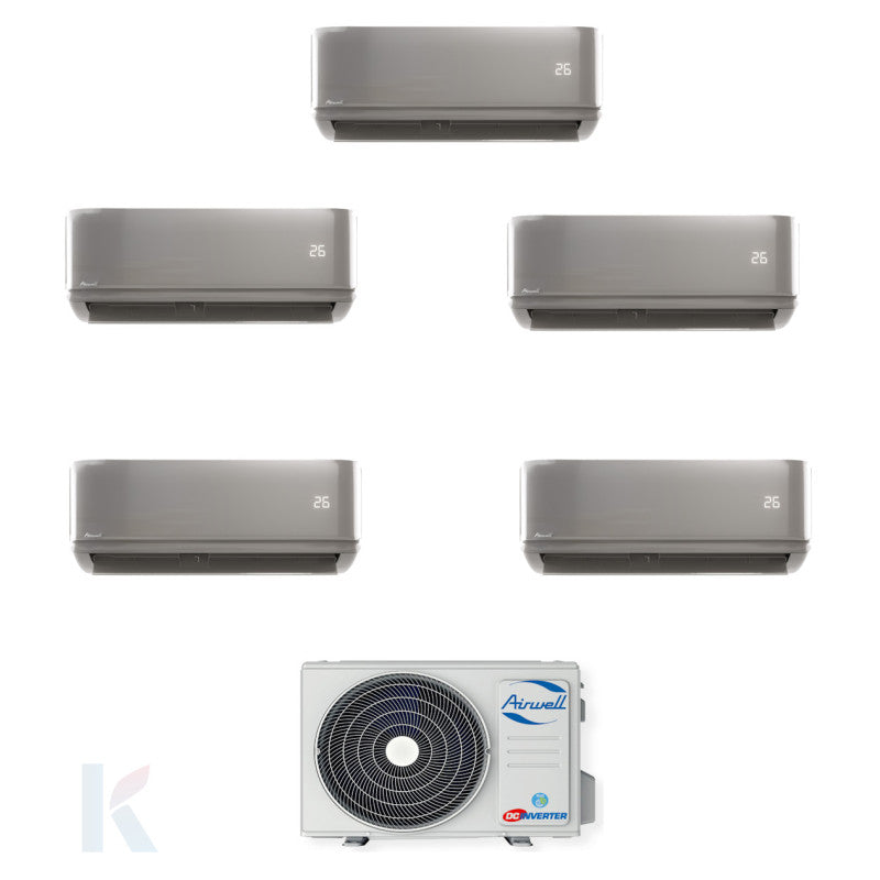 Solarics Airwell Hdmb Harmonia Grey - 9000 + 9000 + 9000 + 9000 + 18000 BTU - Zdaa-5130 – Multisplit-Set-Klimaanlage (5x1)