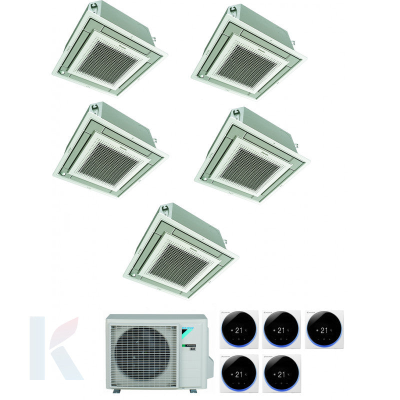 Solarics Daikin flache Kassette - 9000 + 9000 + 9000 + 9000 + 12000 BTU - ext. 5MXM90A9 – Klimaanlage Multisplit-Set (5x1)