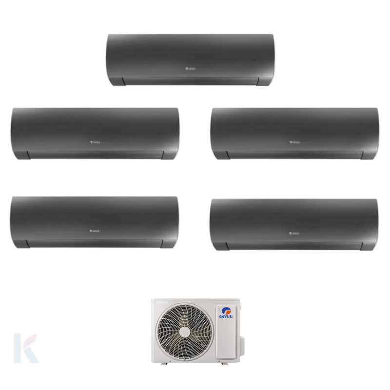 Solarics Gree Fair Black - 9000 + 9000 + 9000 + 9000 + 12000 BTU - Ext. FM 42 – Multisplit Set Klimagerät (5x1)