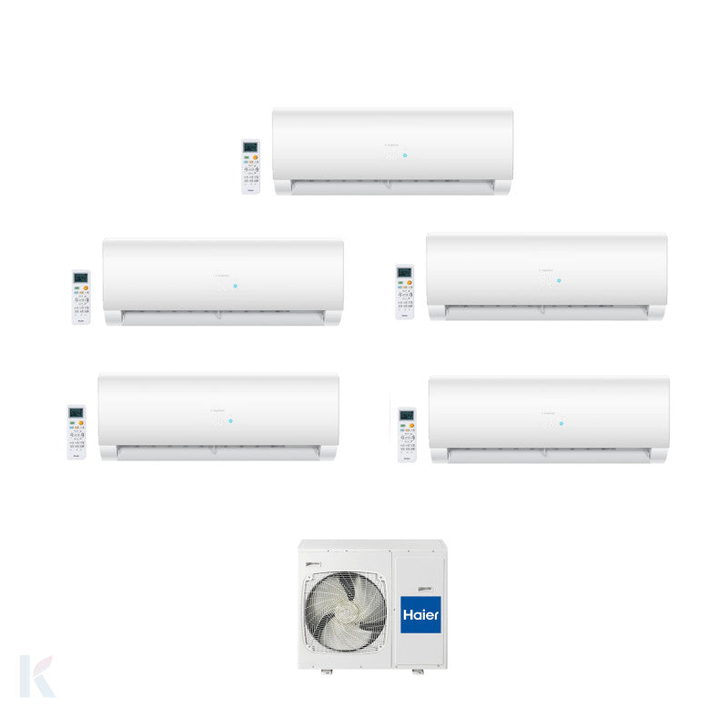 Solarics Haier Flair Plus - 9000 + 9000 + 9000 + 12000 + 18000 BTU - Ext. 5U125S2SN1FA – Multisplit Set Klimagerät (5x1)