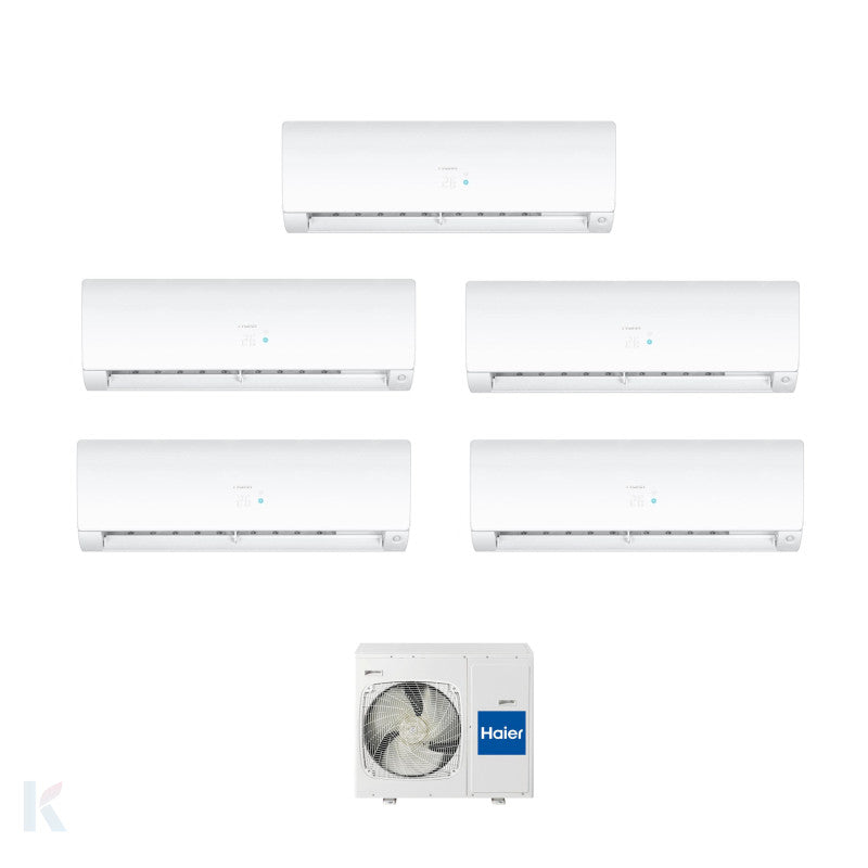 Solarics Haier Flexis Plus-WH - 9000 + 9000 + 9000 + 12000 + 18000 BTU - Ext. 5U125S2SN1FA – Multisplit Set Klimagerät (5x1)