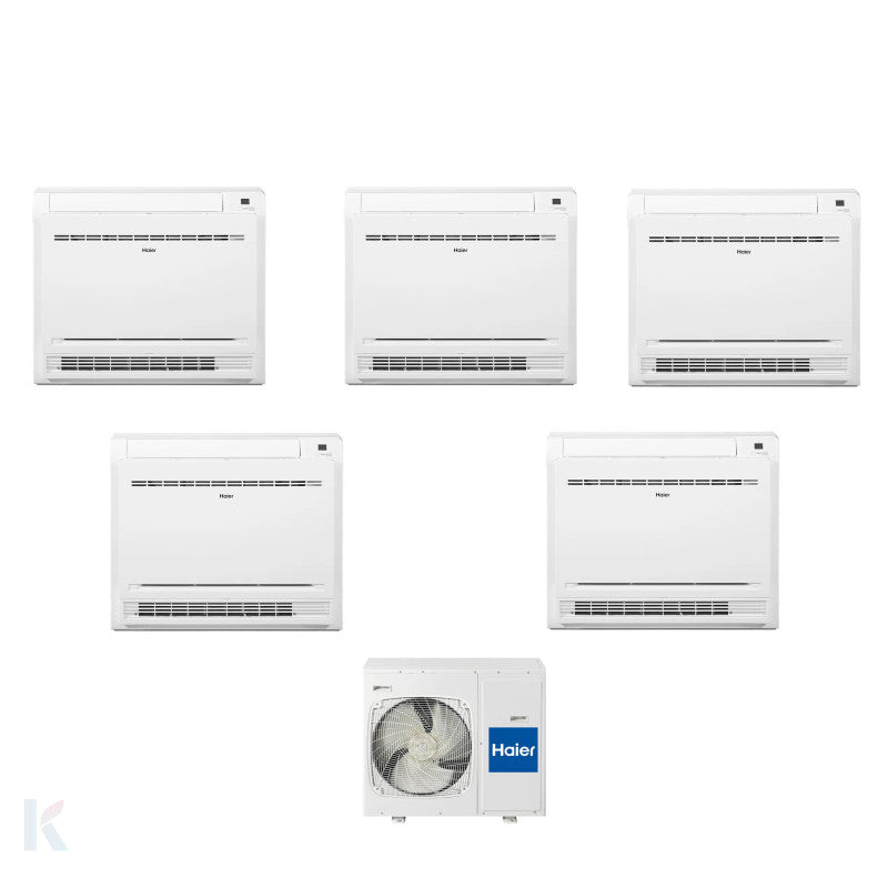 Solarics Haier Standgerät Console - 9000 + 9000 + 9000 + 12000 + 12000 BTU - Ext. 5U105S2SS5FA – Multisplit Set Klimagerät (5x1)