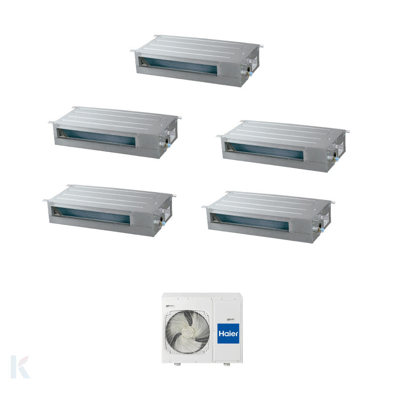 Solarics Haier Low Duct - 9000 + 9000 + 9000 + 9000 + 18000 BTU - Ext. 5U105S2SS5FA – Multisplit Set Klimagerät (5x1)