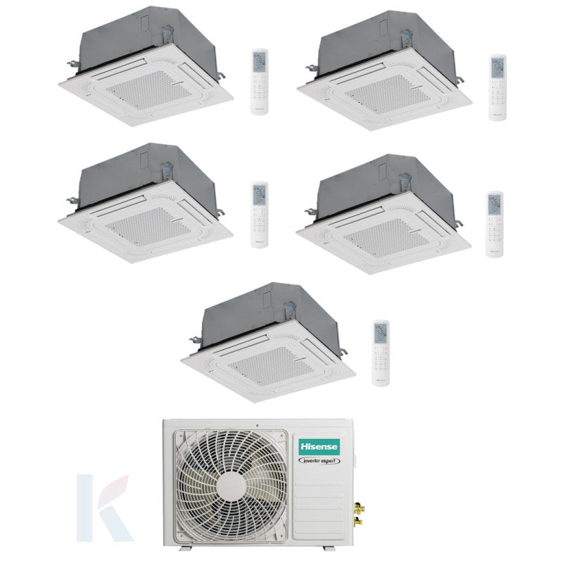 Solarics Hisense Cassette - 9000 + 9000 + 12000 + 12000 + 12000 BTU - Ext. 5AMW105U4RQC – Klimaanlage Multisplit Set (5x1)