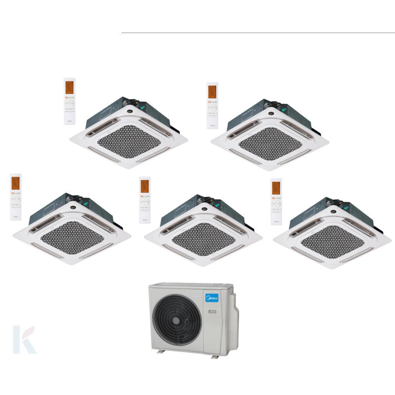 Solarics Midea Compact Cassette - 9000 + 9000 + 12000 + 12000 + 12000 BTU - M5OE-42HFN8-Q – Multisplit Set Klimagerät (5x1)
