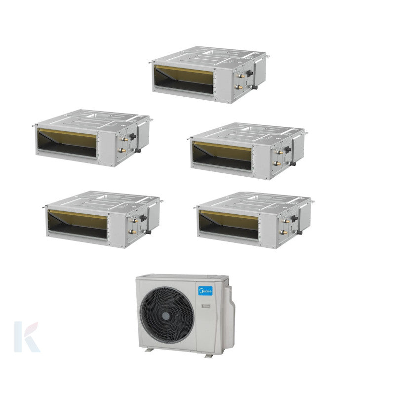 Solarics Midea Duct - 9000 + 9000 + 9000 + 12000 + 18000 BTU - Ext. M5OE-42HFN8-Q – Multisplit Set Klimagerät (5x1)